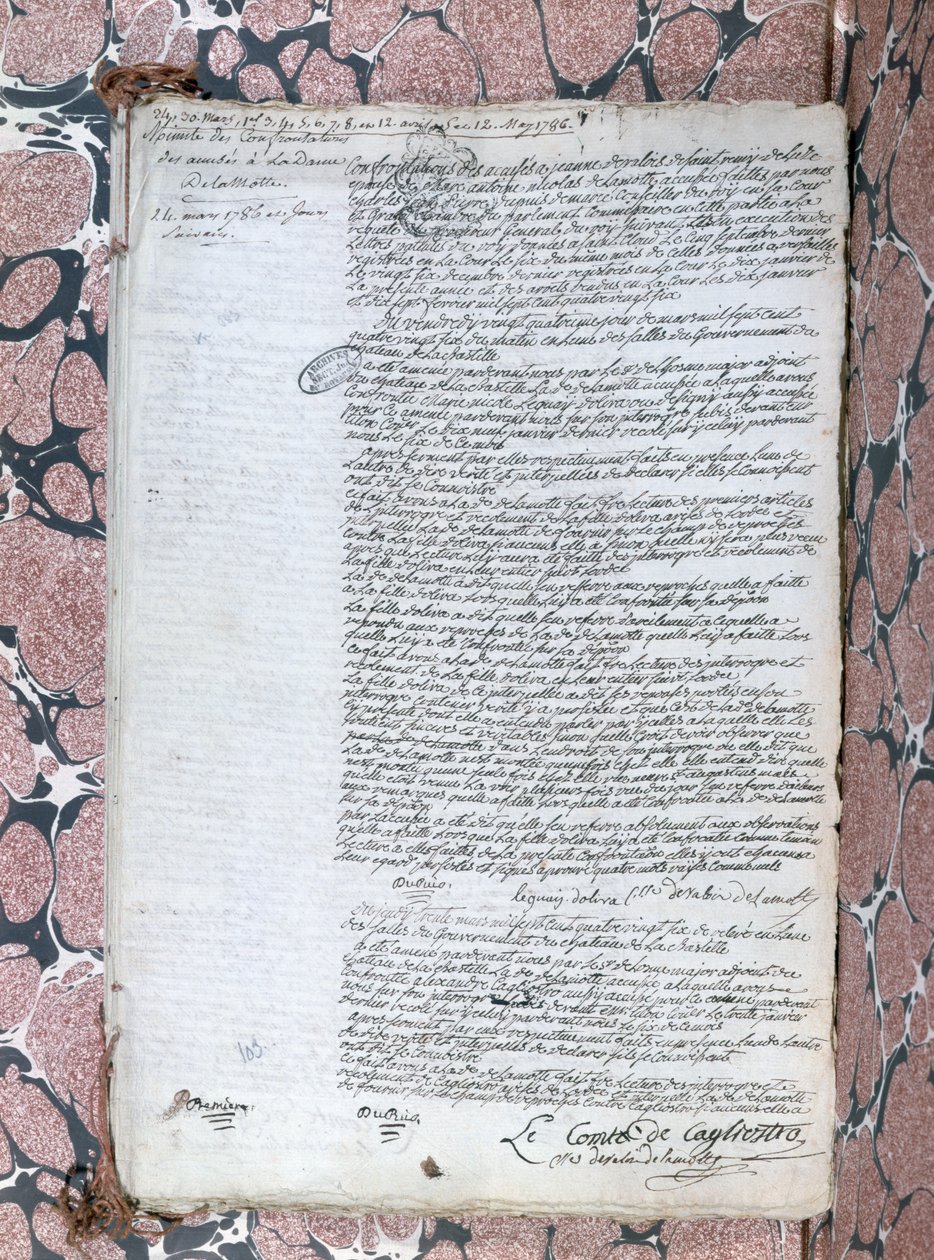 Relato del enfrentamiento entre la Condesa de la Motte y Cagliostro durante el juicio sobre el collar de la reina, 24 de mayo de 1786 de French School