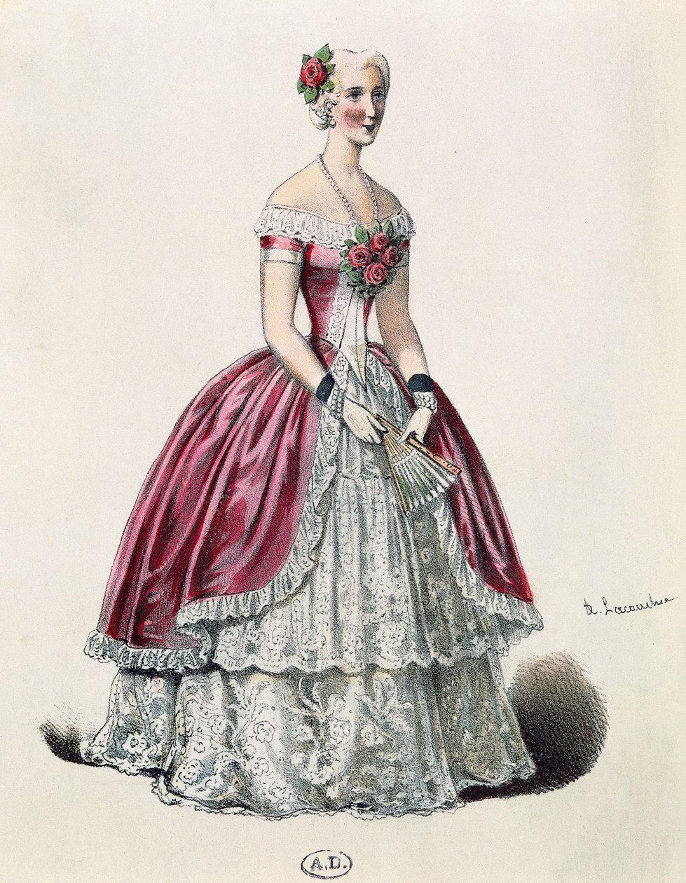 Actriz Eugenie Doche en el papel principal de La dama de las camelias, drama de Alexandre Dumas hijo, Francia de French School