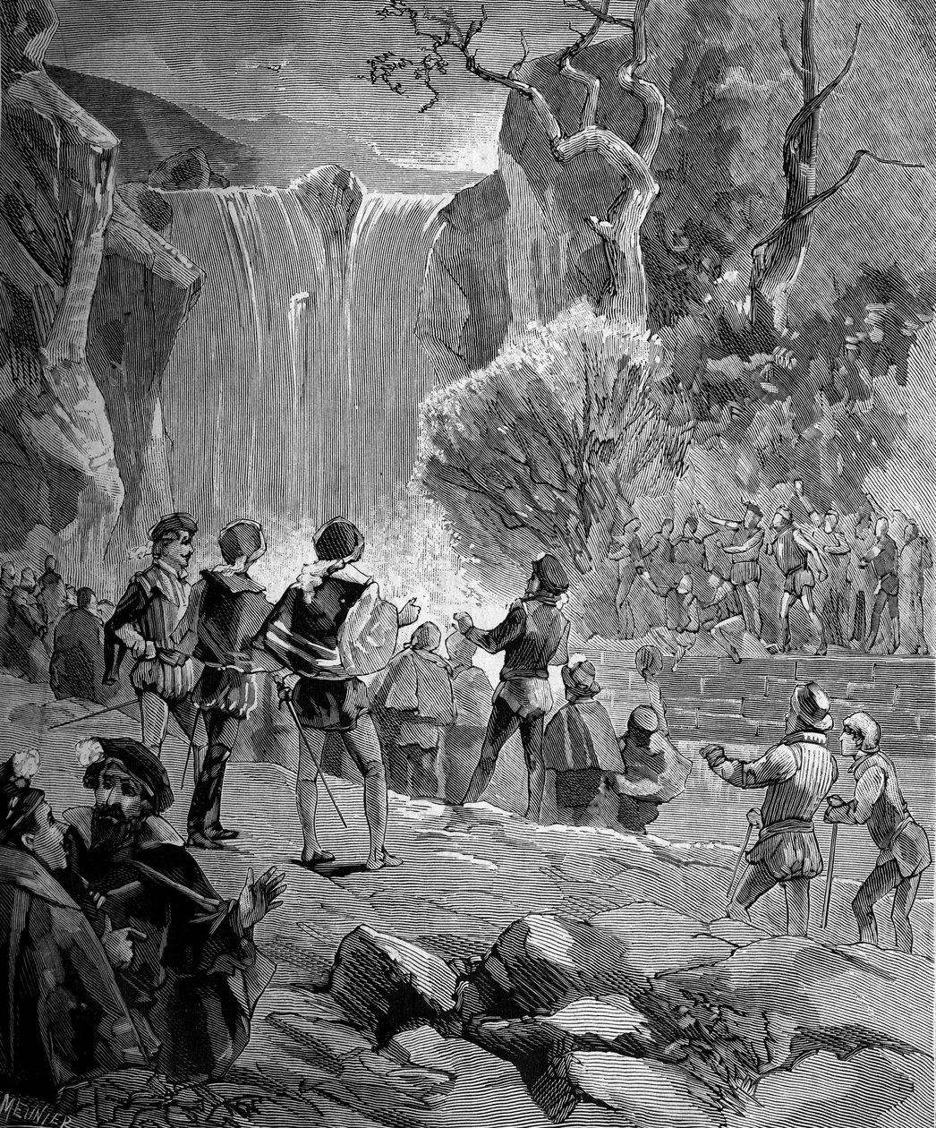 Adam de Craponne (1527-1576), matemático e ingeniero francés frente a las aguas del Durance. (Un acuerdo fue firmado por Adam de Craponne para llevar las aguas del Durance y Verdon a Aix-en-Provence). En "Historia popular de las ciencias, invenciones y des de French School