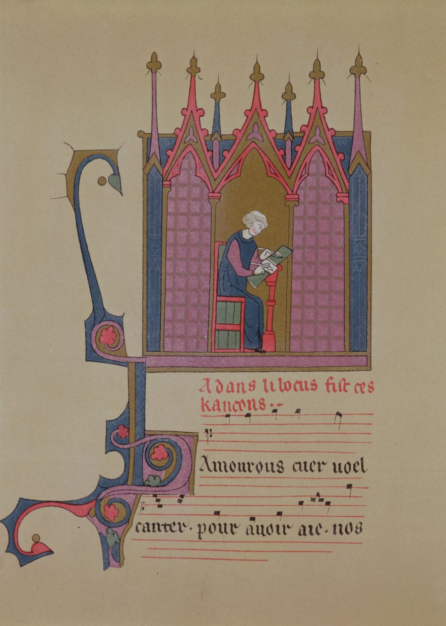 Adam de la Halle (1240-1288/1306), facsímil de un manuscrito del siglo XV, siglo XIX de French School
