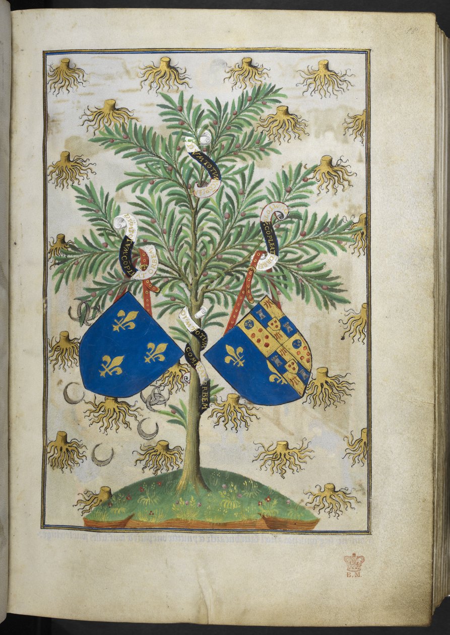 Añadir Ms 18850 f.15r Armorial page, from Book of Hours (The Bedford Hours) c.1410-30 (tinta, color y oro sobre vitela) de French School