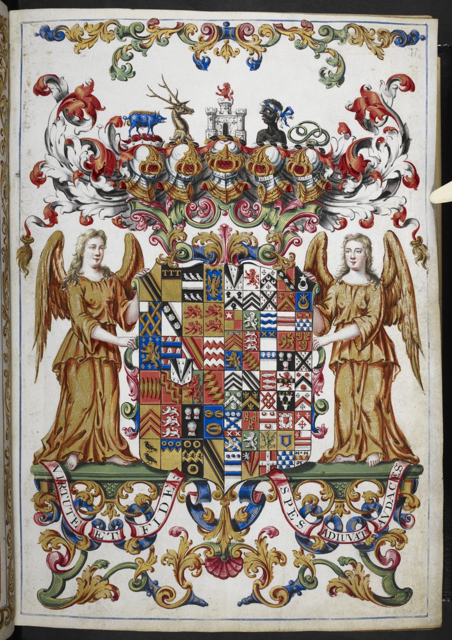Agregar Ms 18850 f.s008r Escudo de armas del Libro de horas (Las horas de Bedford) c.1410-30 (tinta, color y oro sobre vitela) de French School