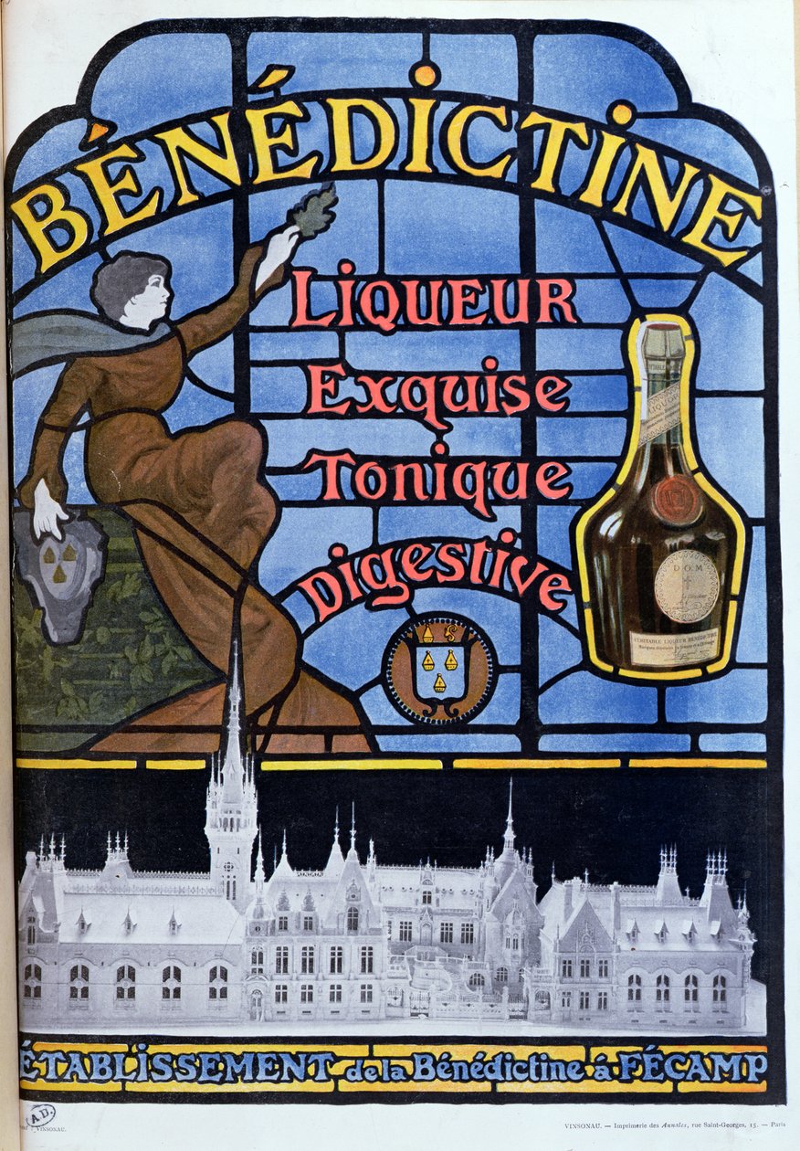 Anuncio de licor Benedictine, principios del siglo XX de French School