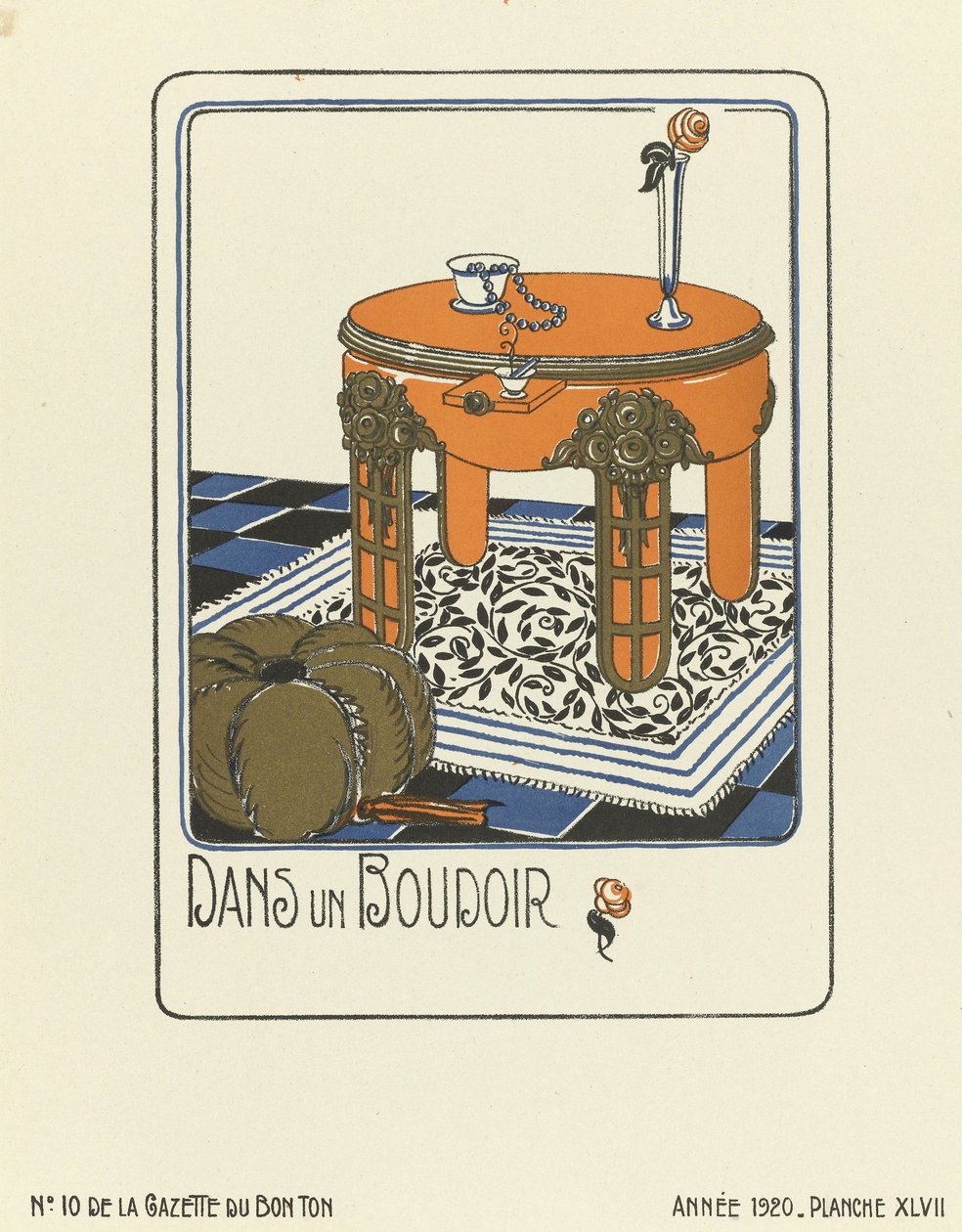 Anuncio de "Dans un Boudoir", pub.1920 (estarcido) de French School