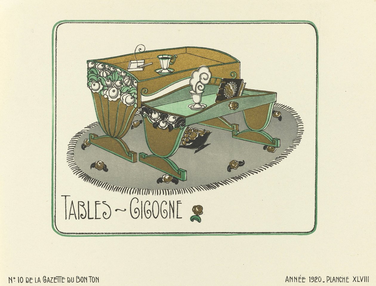 Anuncio de "Tables - Gigogne", pub.1920 (estarcido) de French School