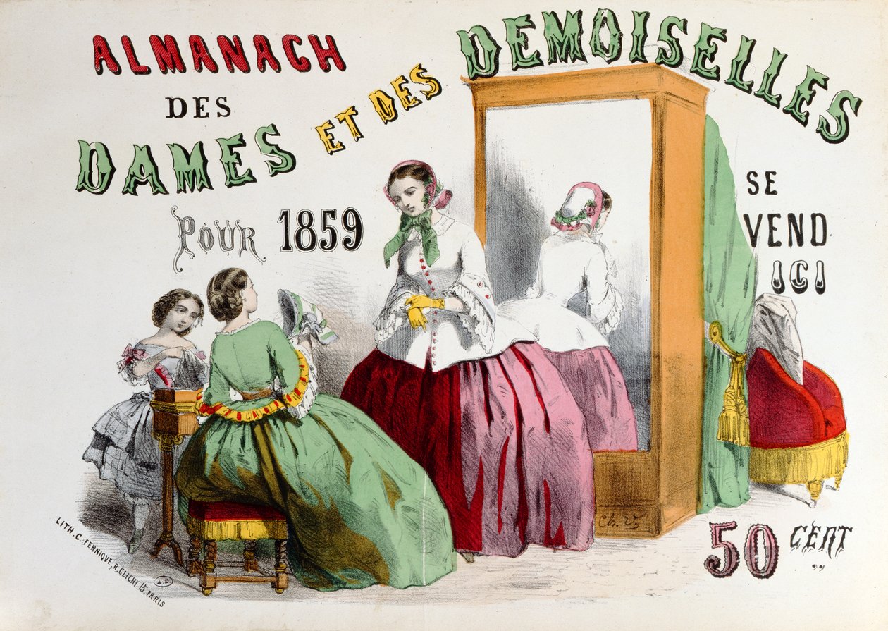 Anuncio del Almanach des Dames et des Demoiselles grabado por Charles Fernique, publicado en París, 1859 de French School