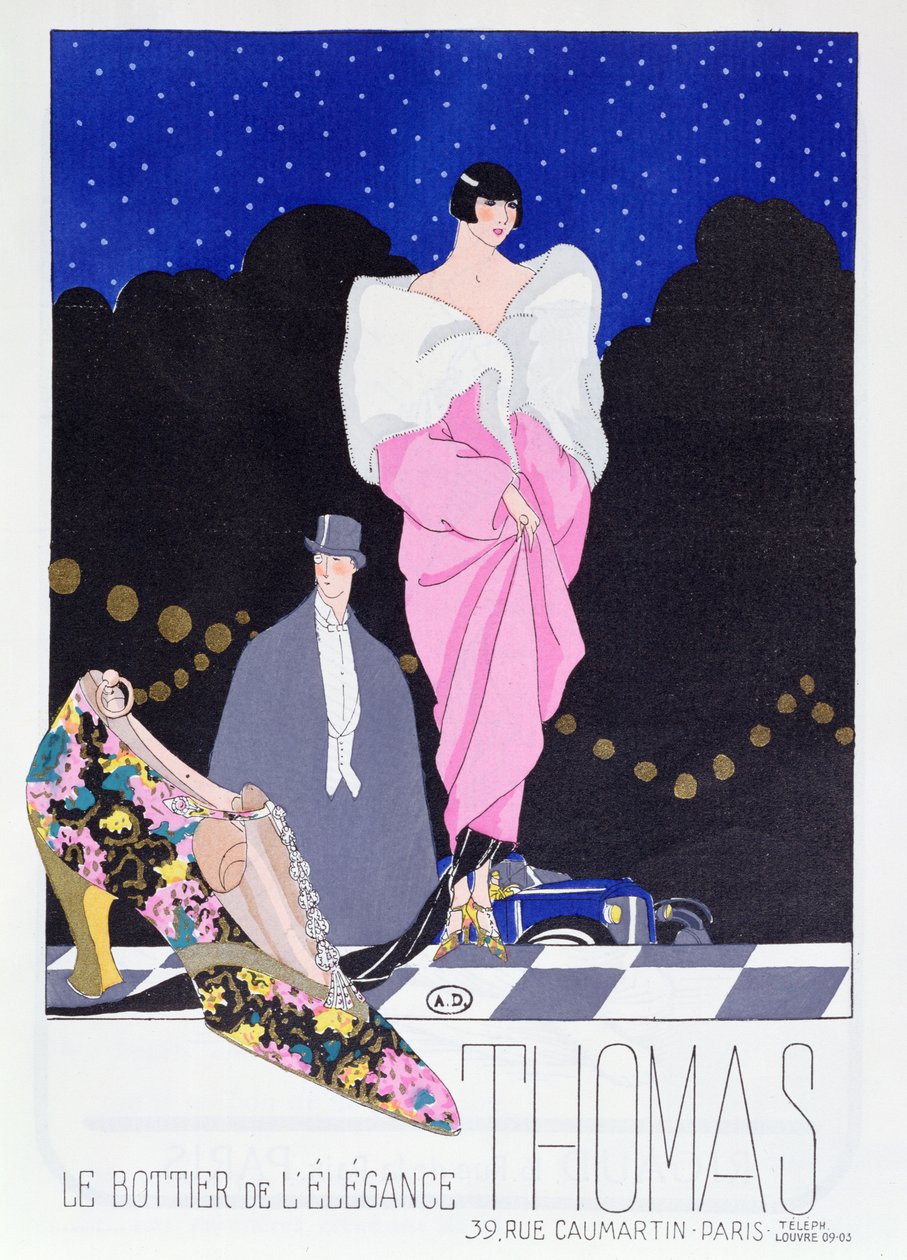 Anuncio del zapatero Thomas de la revista de moda Art-Gout-Beaute, 1924 de French School
