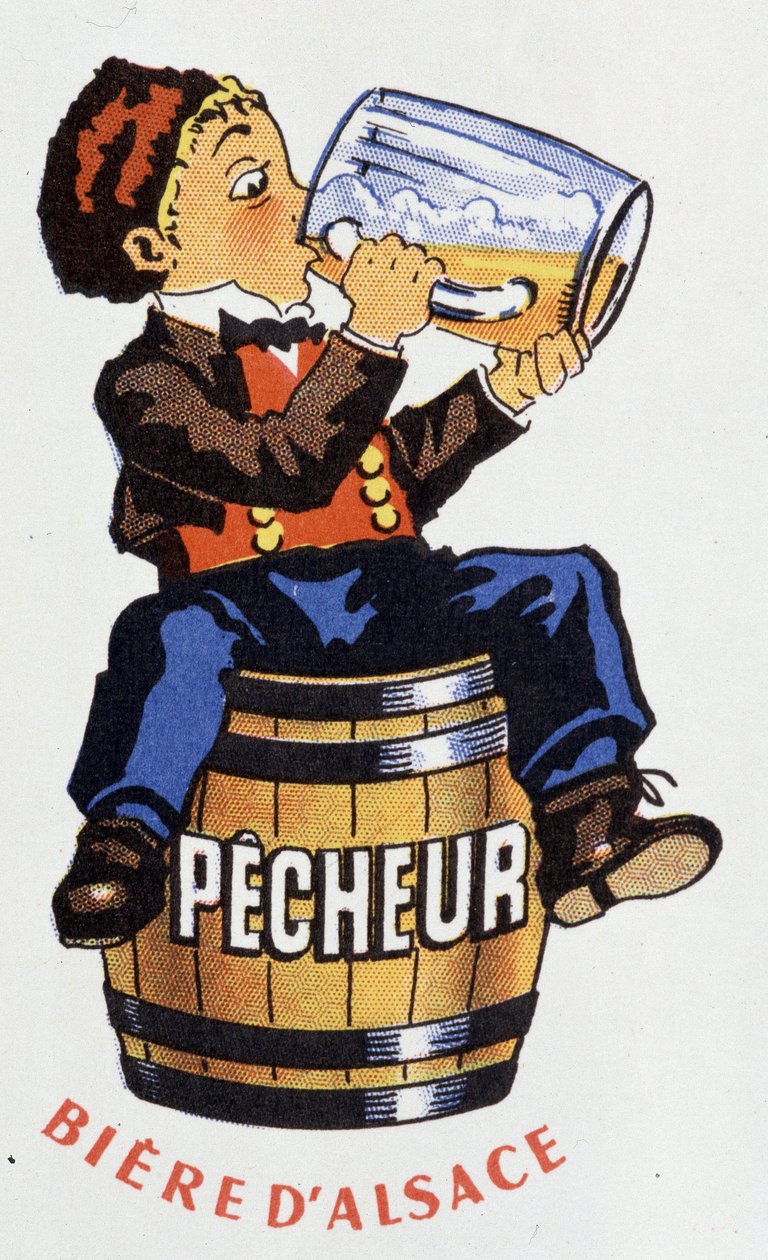Publicidad para la cerveza de Alsacia “Pescador”. de French School