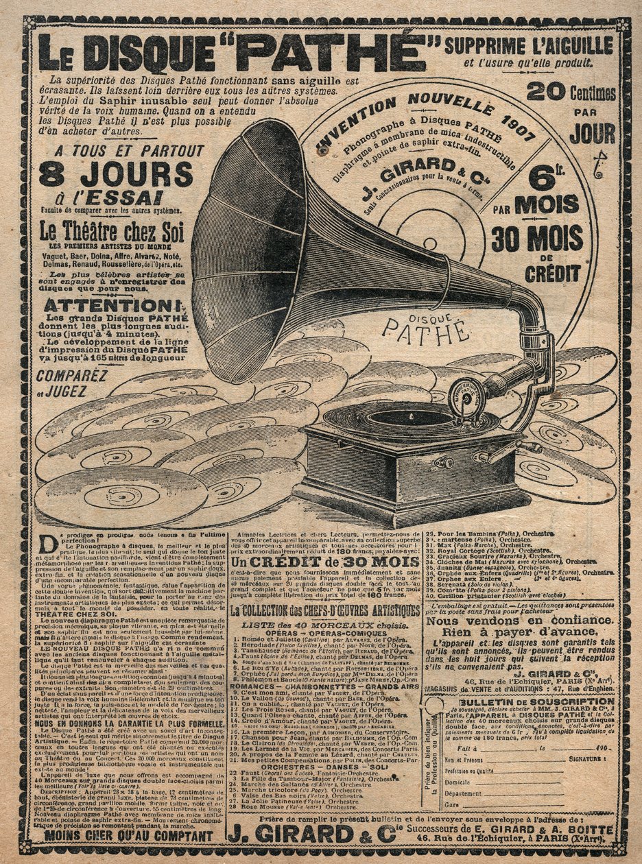 Publicidad para fonógrafos 