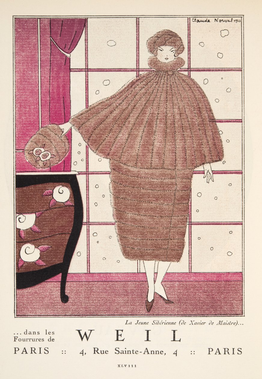 Anuncio de "Weil", de la Gazette de Bon Ton, pub. 1920 (estarcido) de French School