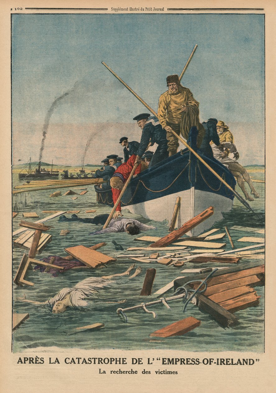 Después del desastre del Emperatriz de Irlanda, buscando a las víctimas (ilustración de la contraportada de 