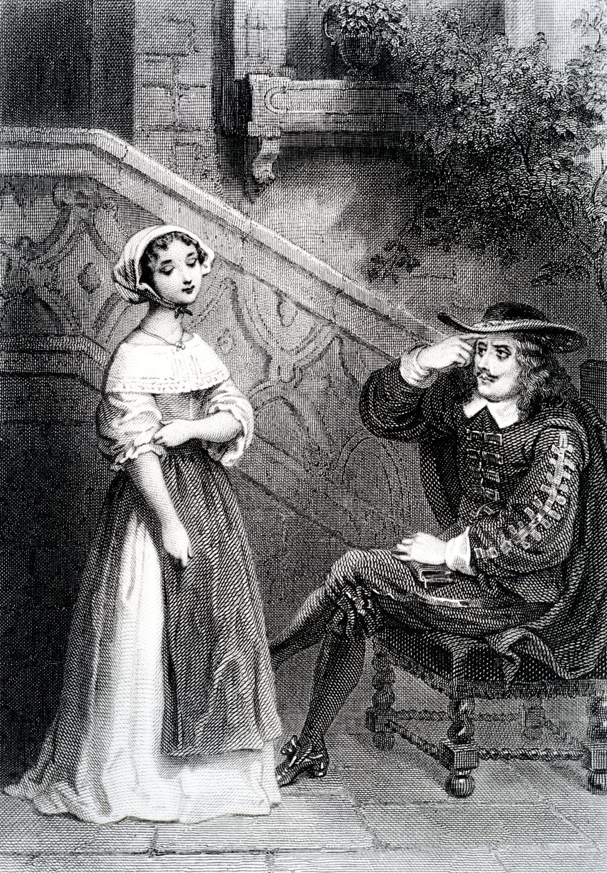 Agnès con su tutor Arnolphe, de La Escuela de las Mujeres, de Molière de French School