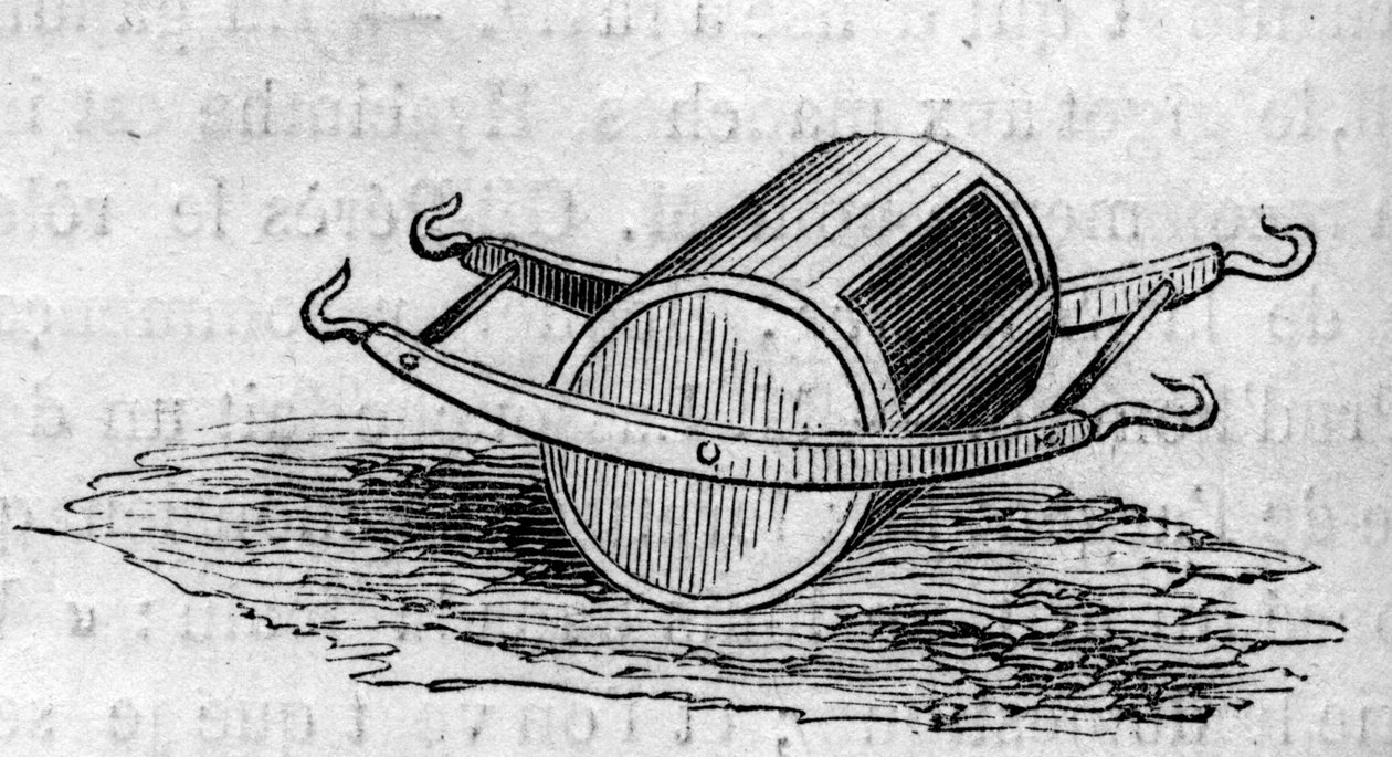 Máquina agrícola: un distribuidor de fertilizantes presentado en el concurso agrícola de París en 1860. Grabado en “Le Monde Illustré” n°172 del 28 de julio de 1860 de French School