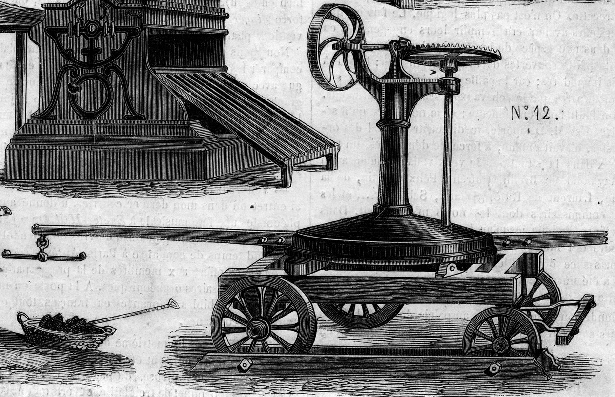 Máquina agrícola: un manege portátil presentado en el concurso agrícola de París en 1860. Grabado en Le Monde Illustré n°16 del 7 de julio de 1860 de French School