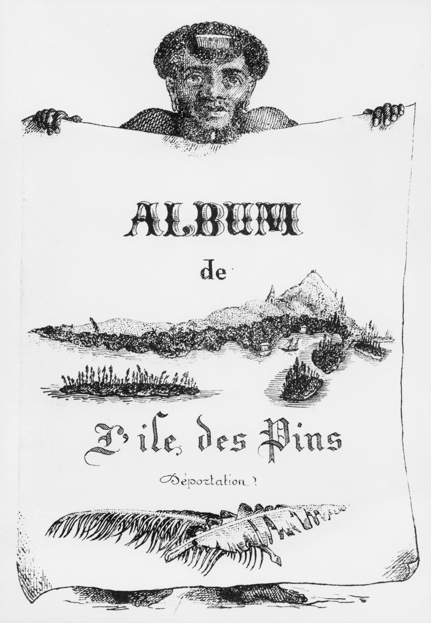 Álbum de la Isla de los Pinos, Nueva Caledonia, deportación, ilustración de la portada, 1877 de French School