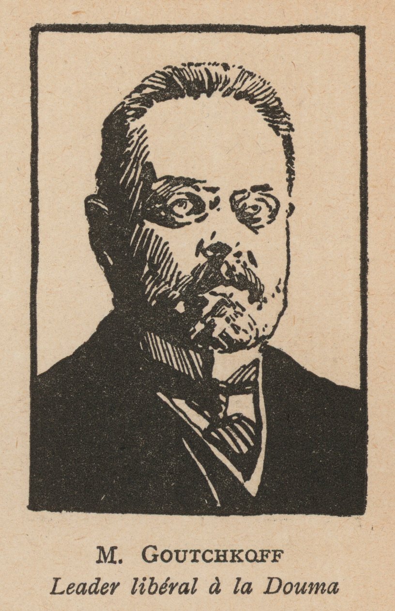 Alexander Guchkov, político octubrista ruso y Presidente de la Duma Estatal (litografía) de French School