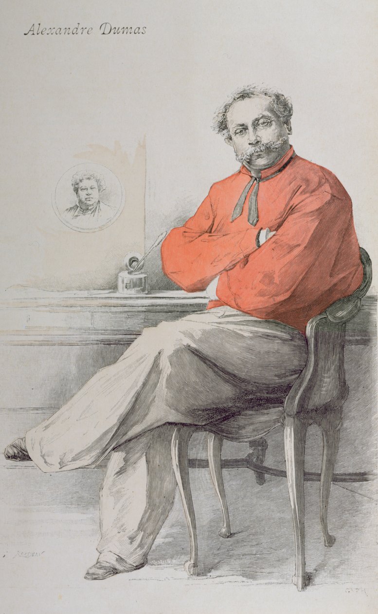 Alexandre Dumas Hijo, ilustración de La revue Illustree, 1 de agosto de 1888 de French School