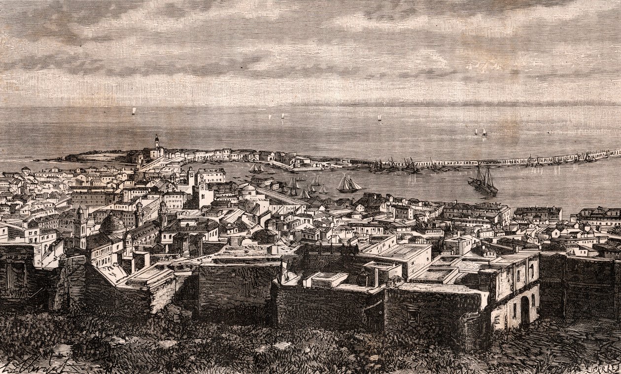 Argel - Argelia - grabado en “La France illustrée: géographie, histoire, administración statistique” por V.A. Malt-Brown. 1884 de French School