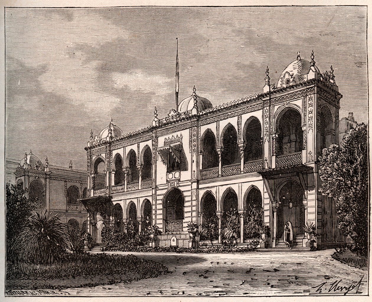 Argel - Palacio del Gobernador en Mustapha - grabado en 