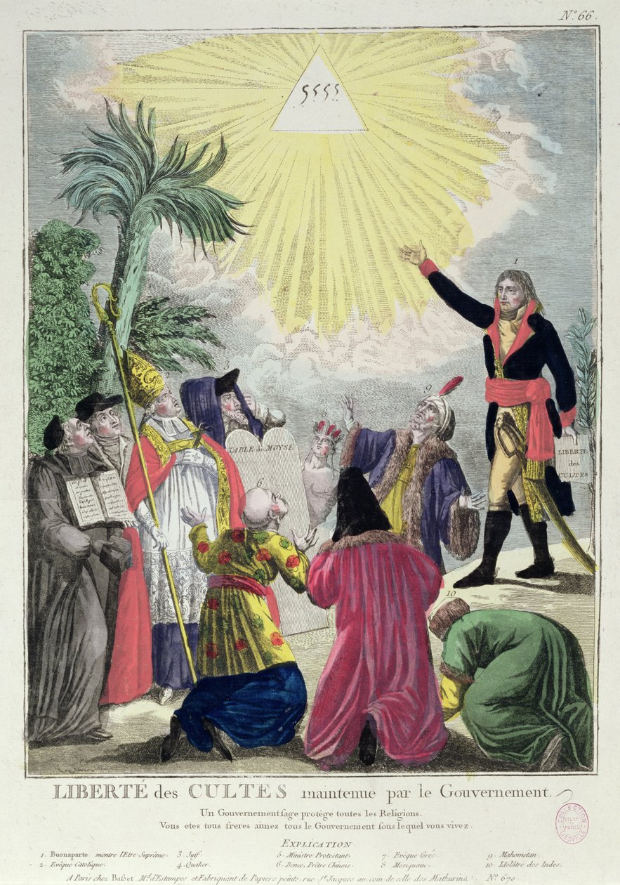 Alegoría del Concordato entre Napoleón Bonaparte (1769-1821) y el Papa Pío VII (1742-1823) 1801 de French School