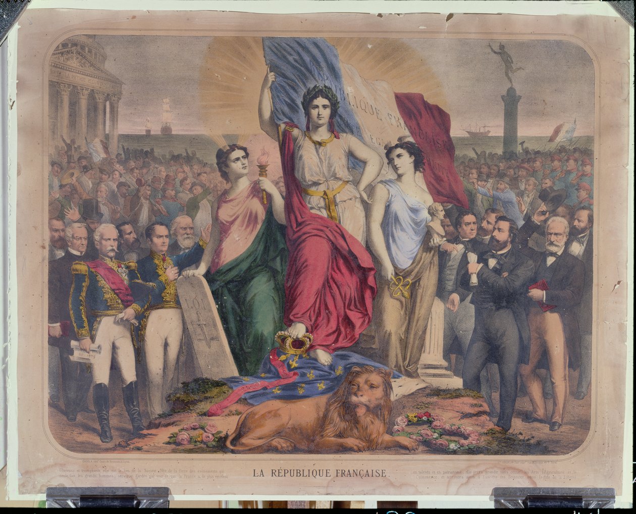 Alegoría de la República Francesa que representa a Adolphe Thiers (1797-1877), Léon Gambetta (1838-1882) y Victor Hugo (1802-1885) de French School