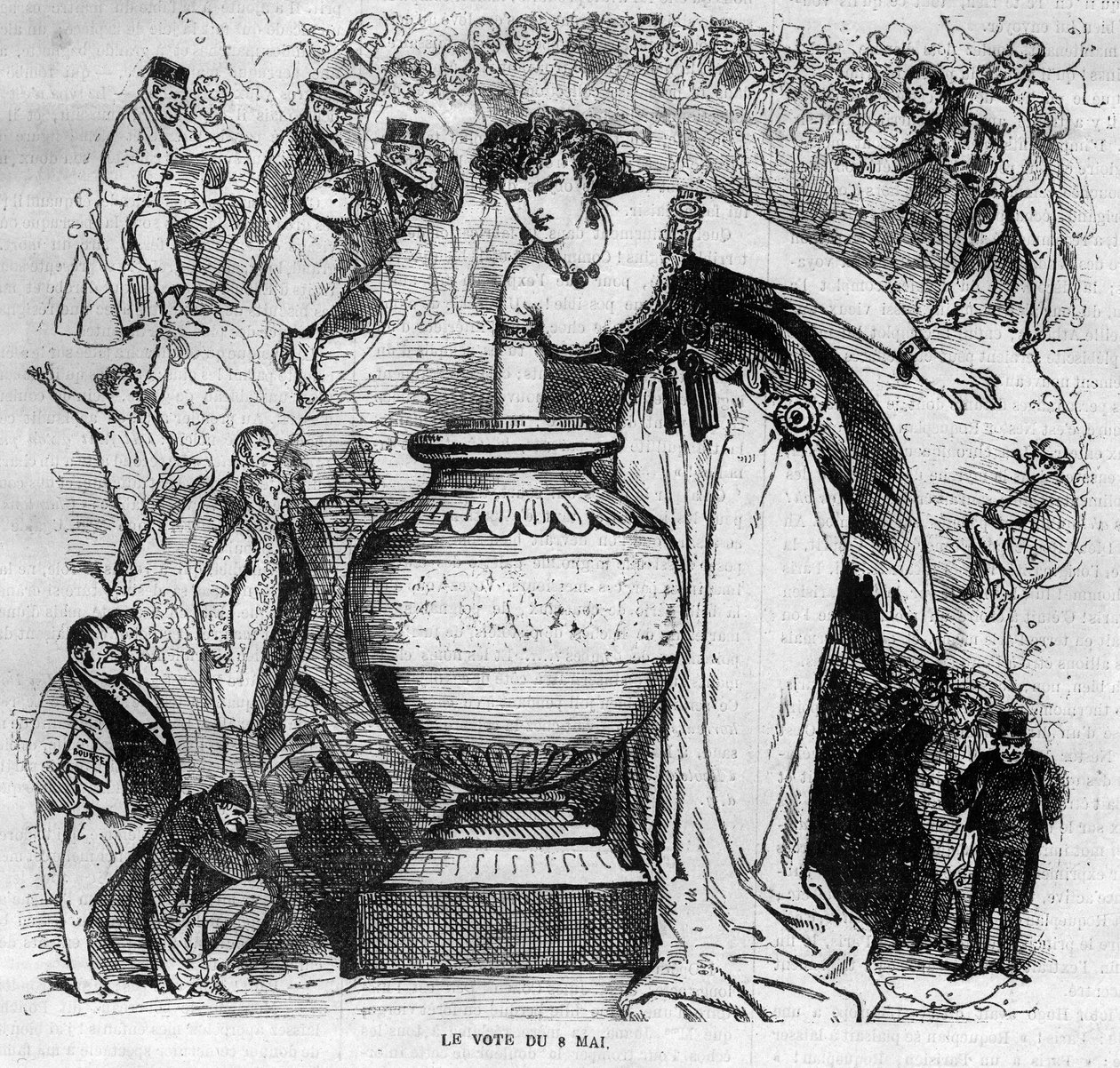 Alegoría del plebiscito del 8 de mayo de 1870, último plebiscito organizado bajo el Segundo Imperio. de French School