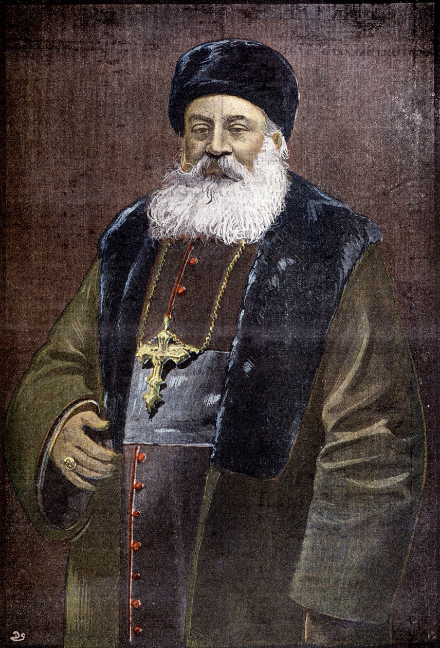 Alphonse Favier (1837-1905), lazarista francés, eveque de Pekín, héroe de la toma de la sede de las legaciones por los Boxers, en 1900 (grabado) de French School