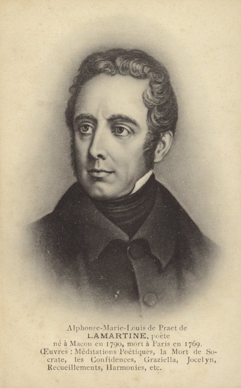 Alphonse de Lamartine (1790-1869), escritor, poeta y político francés (litografía) de French School