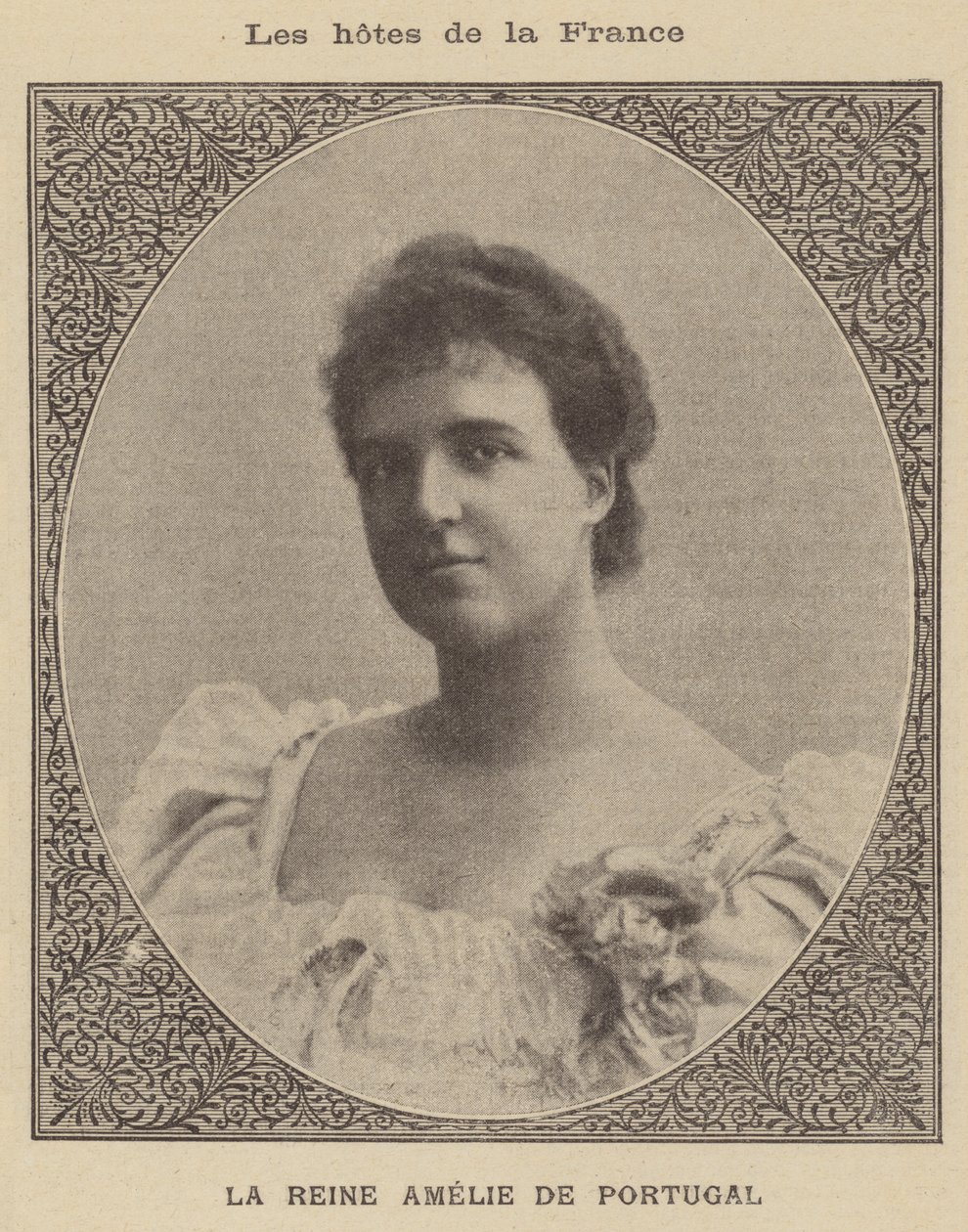 Amelia de Orleans, reina consorte del rey Carlos I de Portugal (litografía) de French School