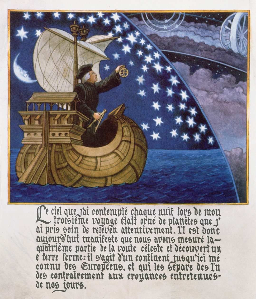 Américo Vespucio navegando por las estrellas en su tercer viaje de French School