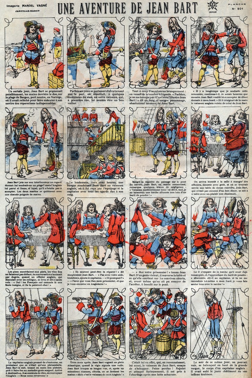 Una aventura de Jean Bart (1650 - 1702), corsario francés. Imagen de Épinal de finales del siglo XIX de French School