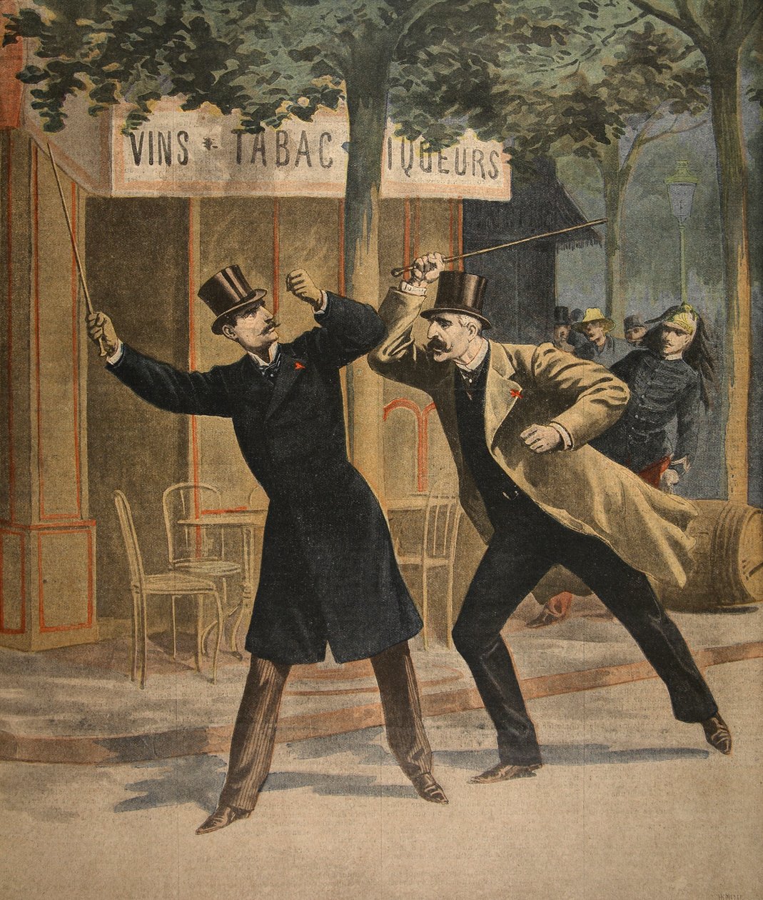 Un incidente entre Esterhazy y Picquart, ilustración de Le Petit Journal: Supplement illustre, 17 de julio de 1898 de French School