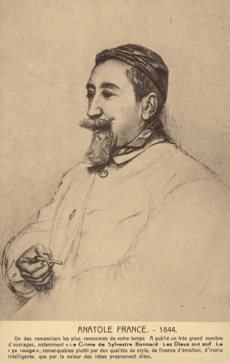 Anatole France (1844-1924), poeta, periodista y novelista francés (litografía) de French School