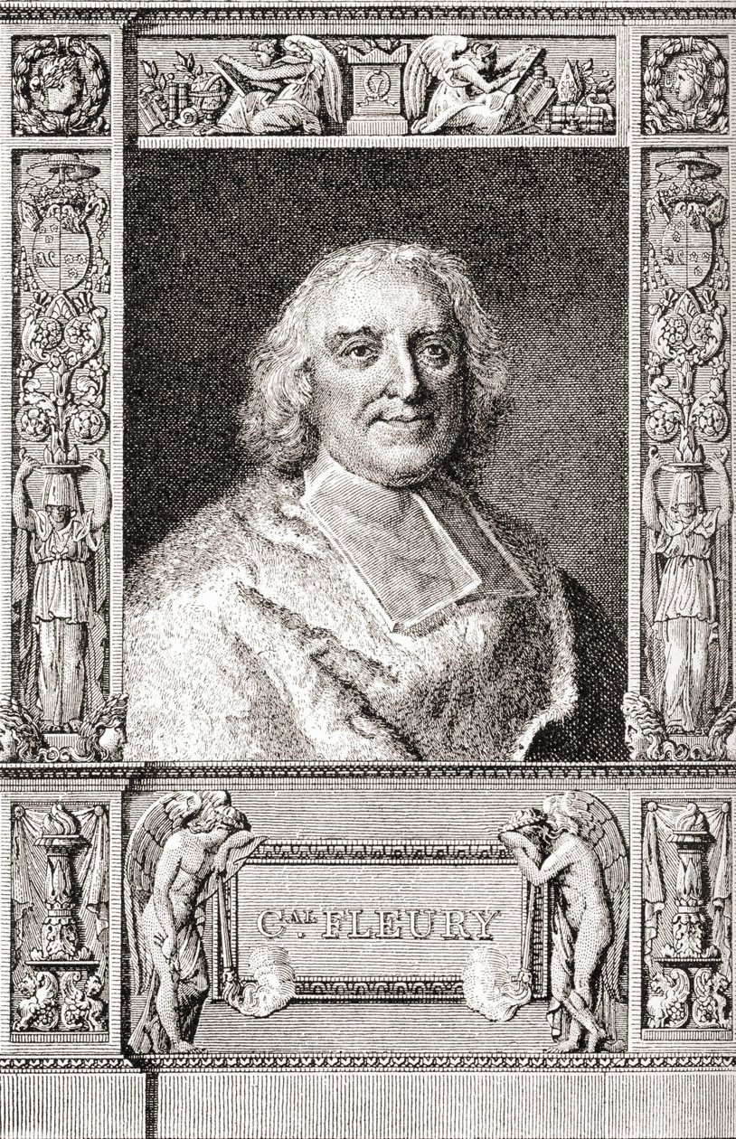 André-Hercule de Fleury, Obispo de Fréjus, 1653-1743. Cardenal francés y ministro principal de Luis XV. De Les Heures Libres publicado en 1908 de French School