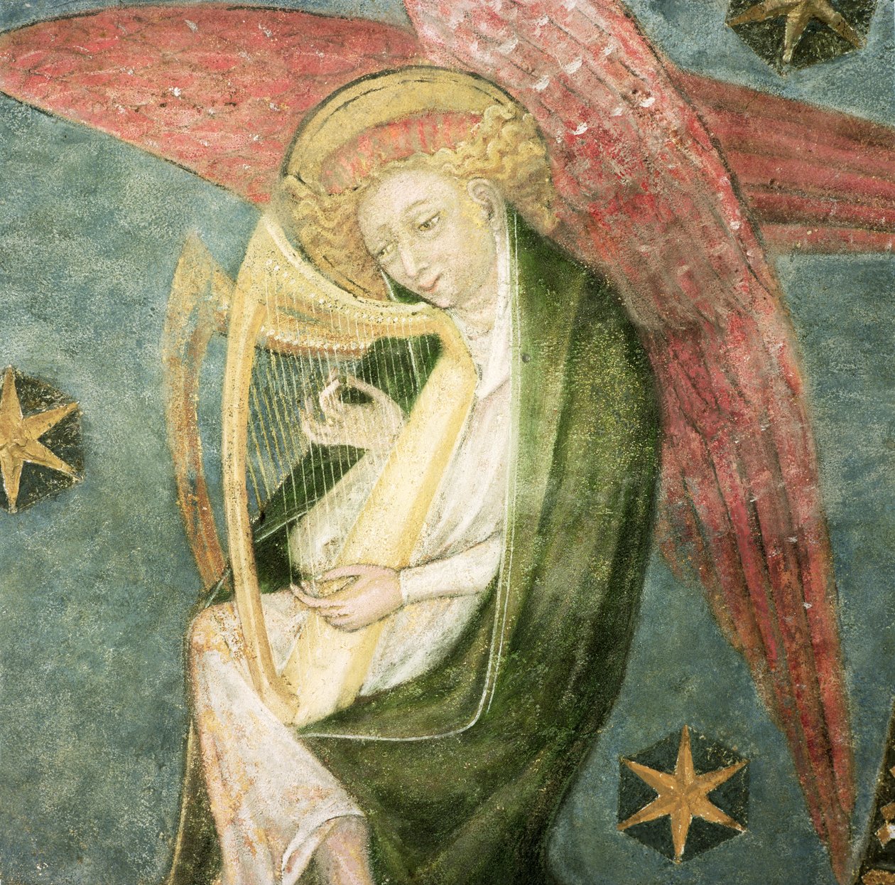 Ángel músico tocando un arpa (detalle) de French School