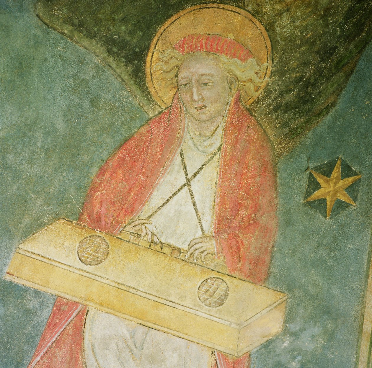 Ángel tocando un clavicordio (detalle) de French School