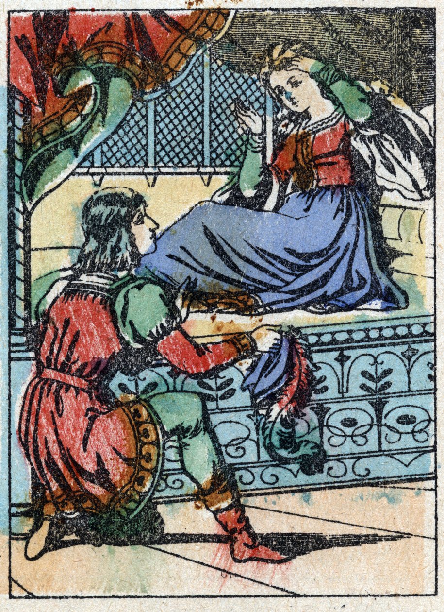Ilustración anónima para "La bella durmiente", cuento de Charles Perrault (1628-1703), escritor francés. Grabado en madera de Imaging Pellerin - Epinal, sd. Finales del siglo XIX. de French School