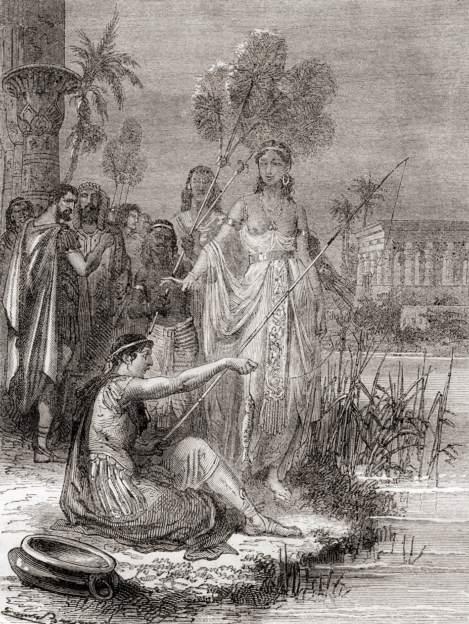 Antonio y Cleopatra pescando con una flotilla de embarcaciones más pequeñas en el Nilo, de Les Merveilles de la Science, publicado c.1870 (grabado) de French School