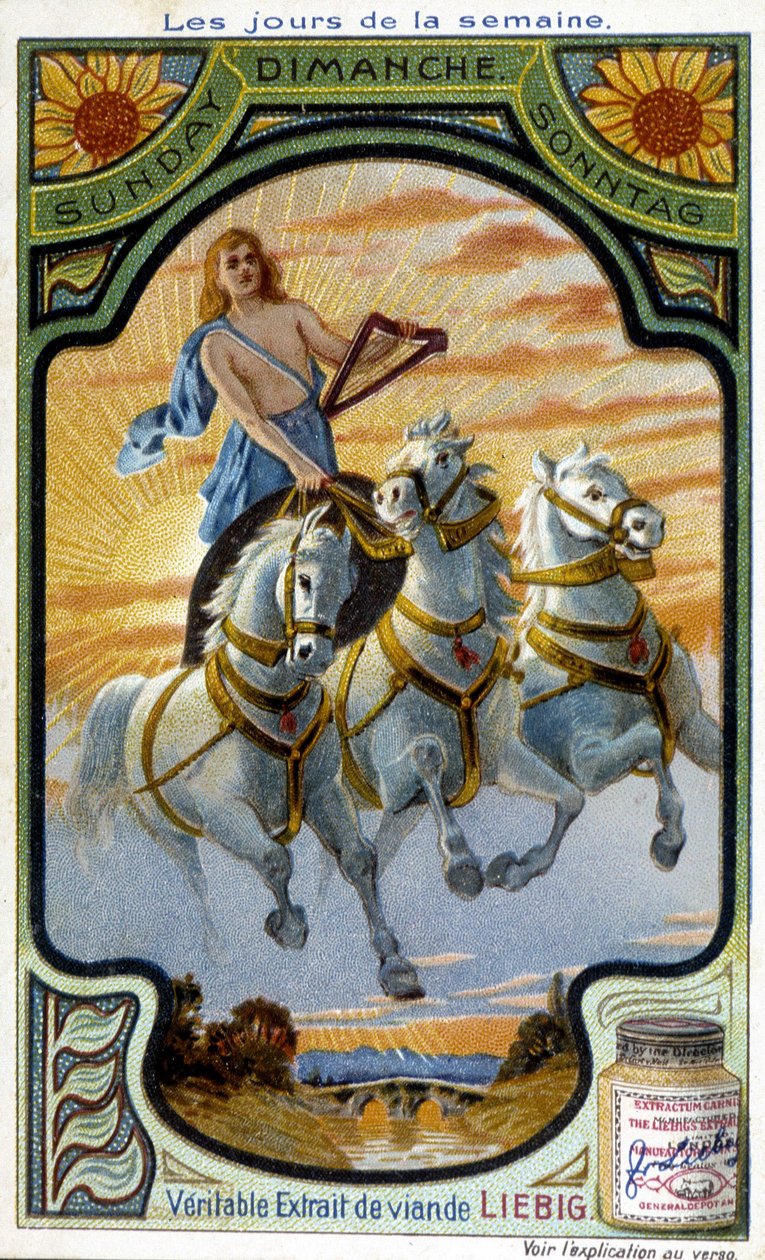 Carro de Apolo. Ilustración de domingo para la publicidad de "El verdadero extracto de carne Liebig" (siglo XIX) de French School