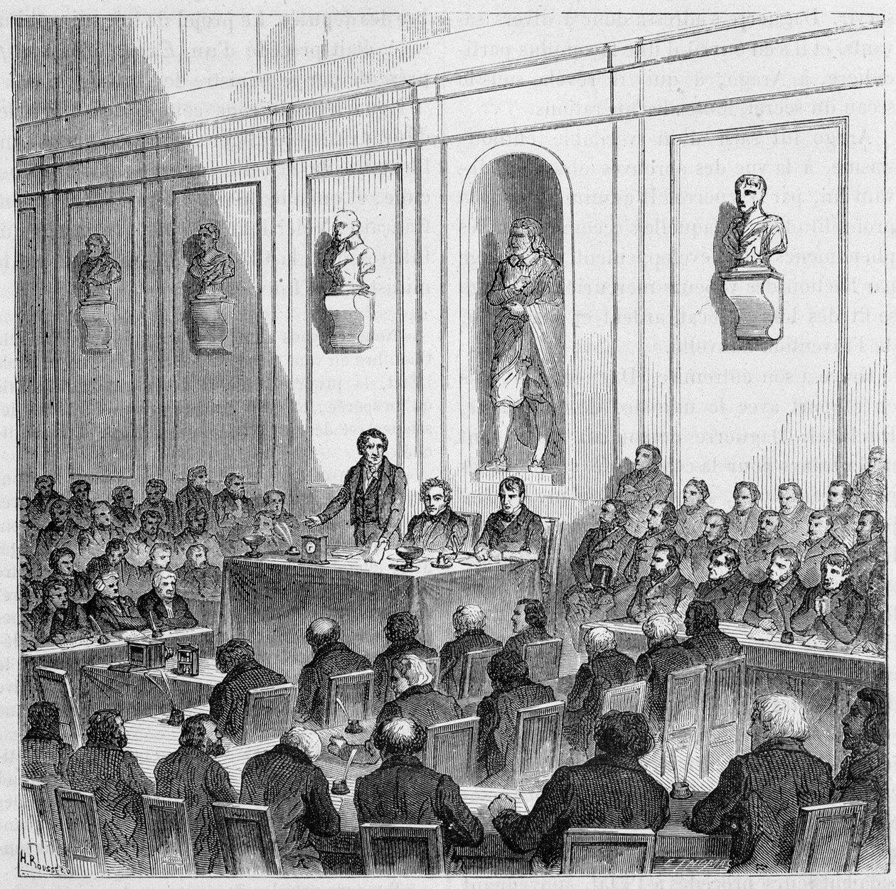 Arago anuncia el descubrimiento de Daguerre, en la sesión pública de la Academia de Ciencias del 10 de agosto de French School