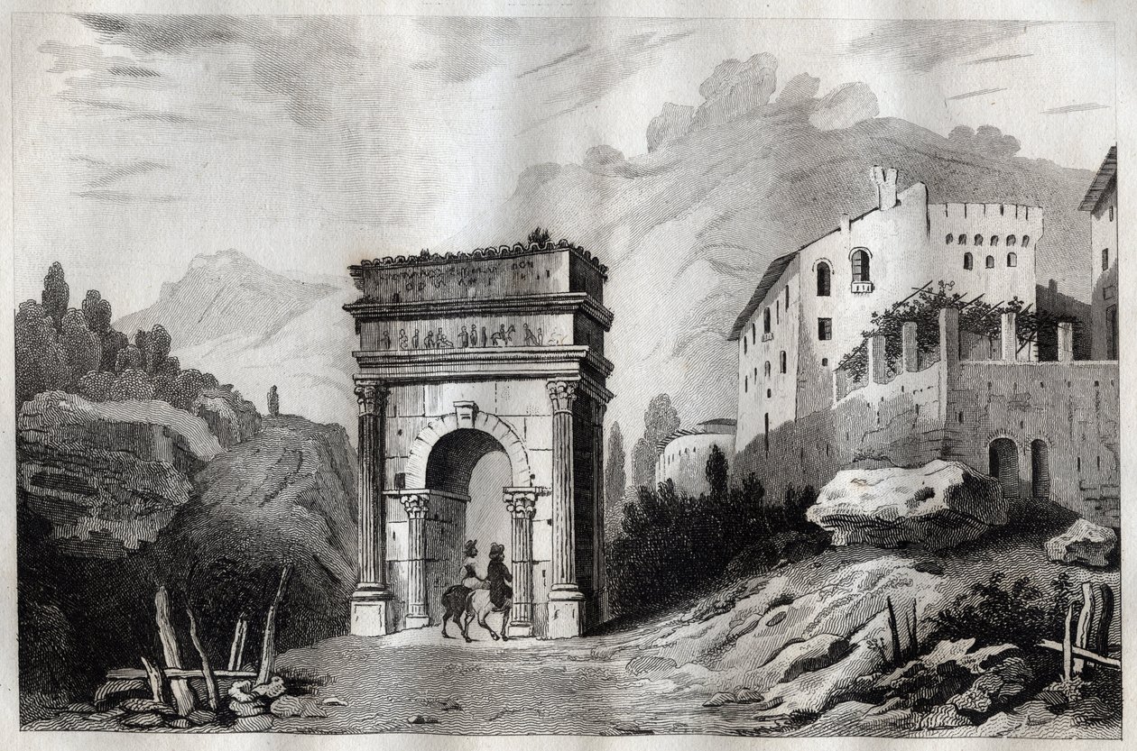 Arco de Augusto (Susa) - Grabado de “Italia pintoresca” - Pintura histórica y descriptiva de Italia por M. de Norvins, Ch. Nodier 1834-1836 de French School