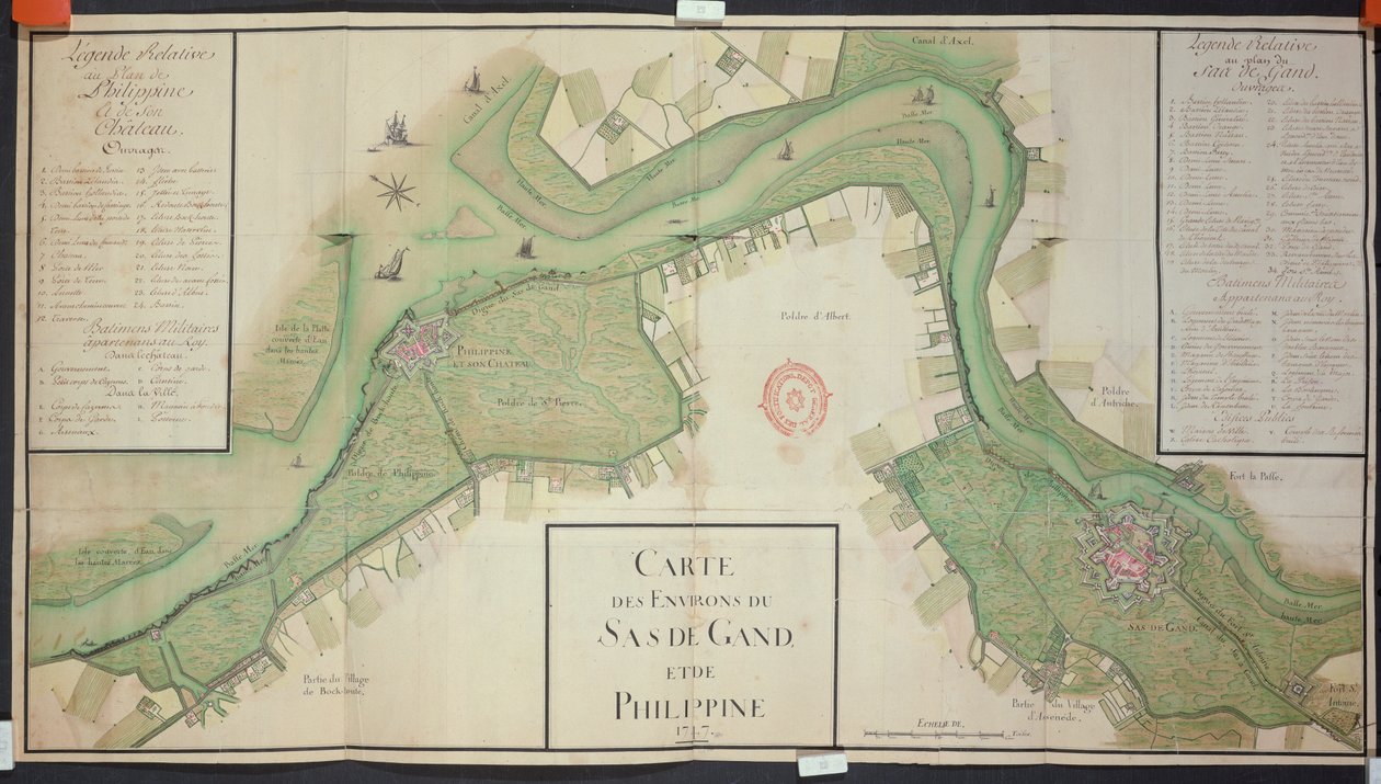 Área alrededor de Sas van Gent y Philippine, Países Bajos, 1747 de French School