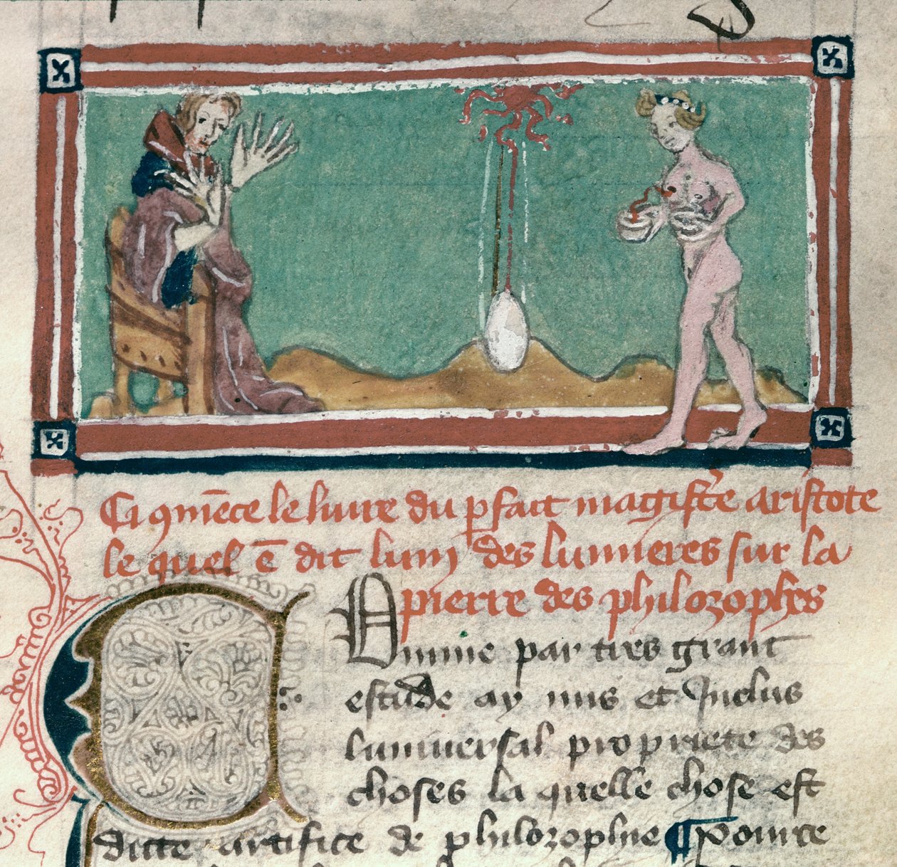 Aristóteles (384-322 a.C.) y la Piedra Filosofal, de una colección de textos ocultos de French School