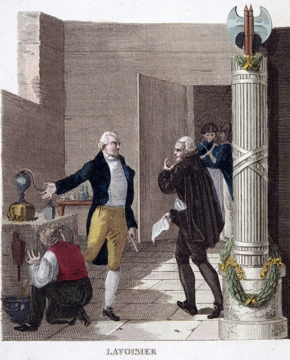 Detención de Lavoisier en su laboratorio. de French School