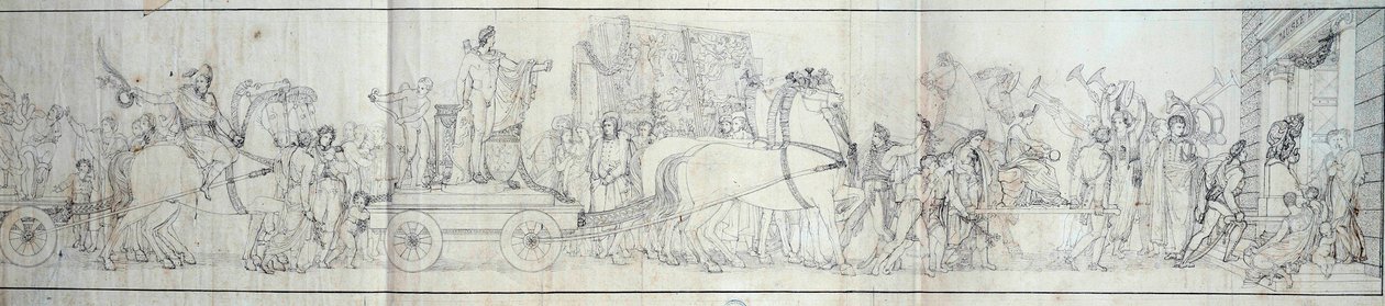 Llegada a París de objetos conquistados por el ejército francés en Italia. El saqueo de obras de arte fue el propósito de las expediciones de Dominique Vivant Denon bajo las órdenes del Cónsul Napoleón Bonaparte para el Museo Napoleón (ahora el Museo del L de French School