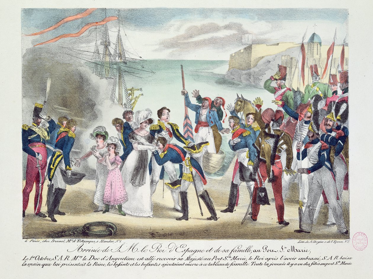 Llegada de Su Majestad Fernando VII y su familia a Porte Sainte Marie, 1 de octubre de 1823, 1823 de French School