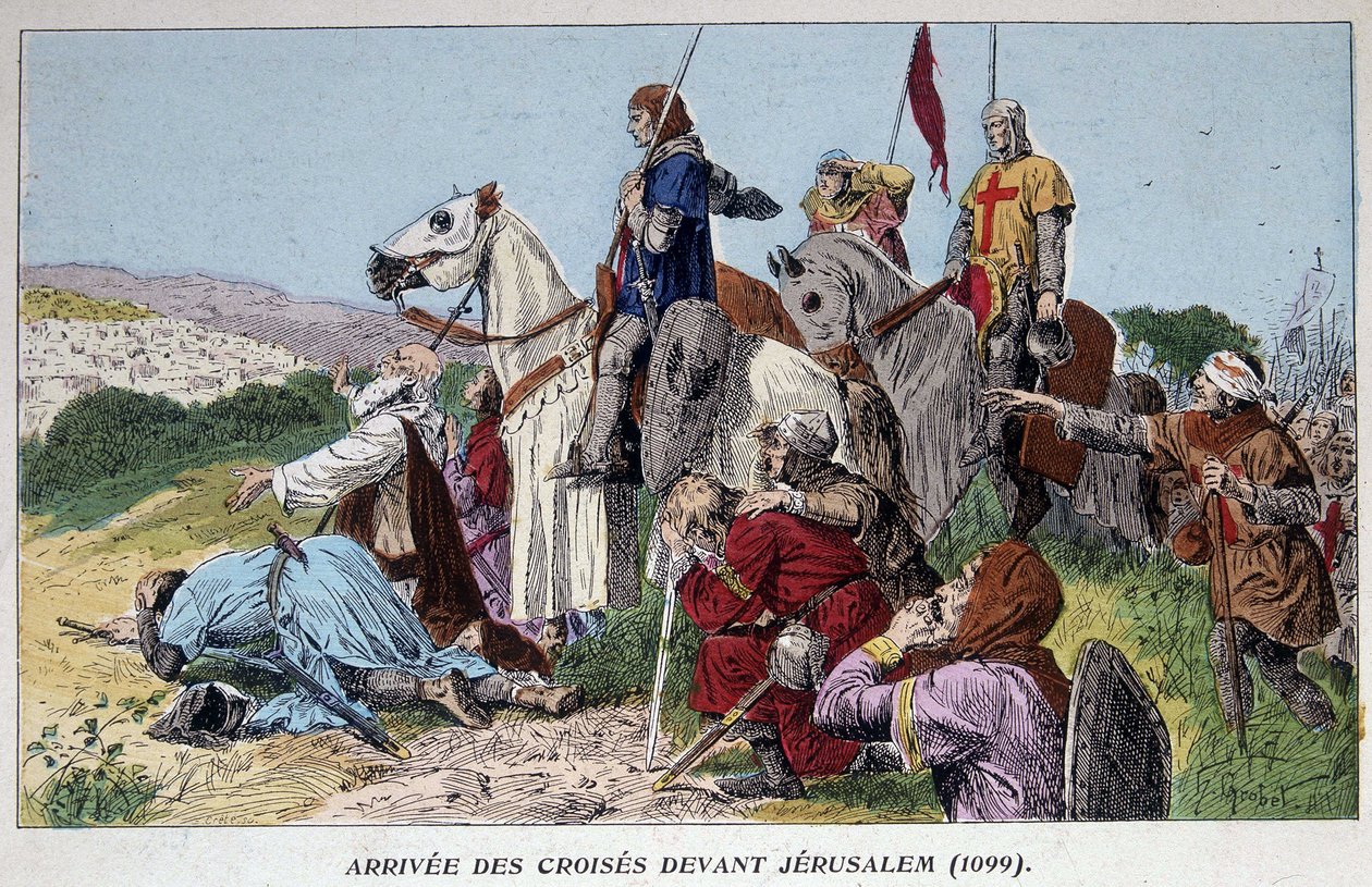 Llegada de los cruzados ante Jerusalén (1099) de French School