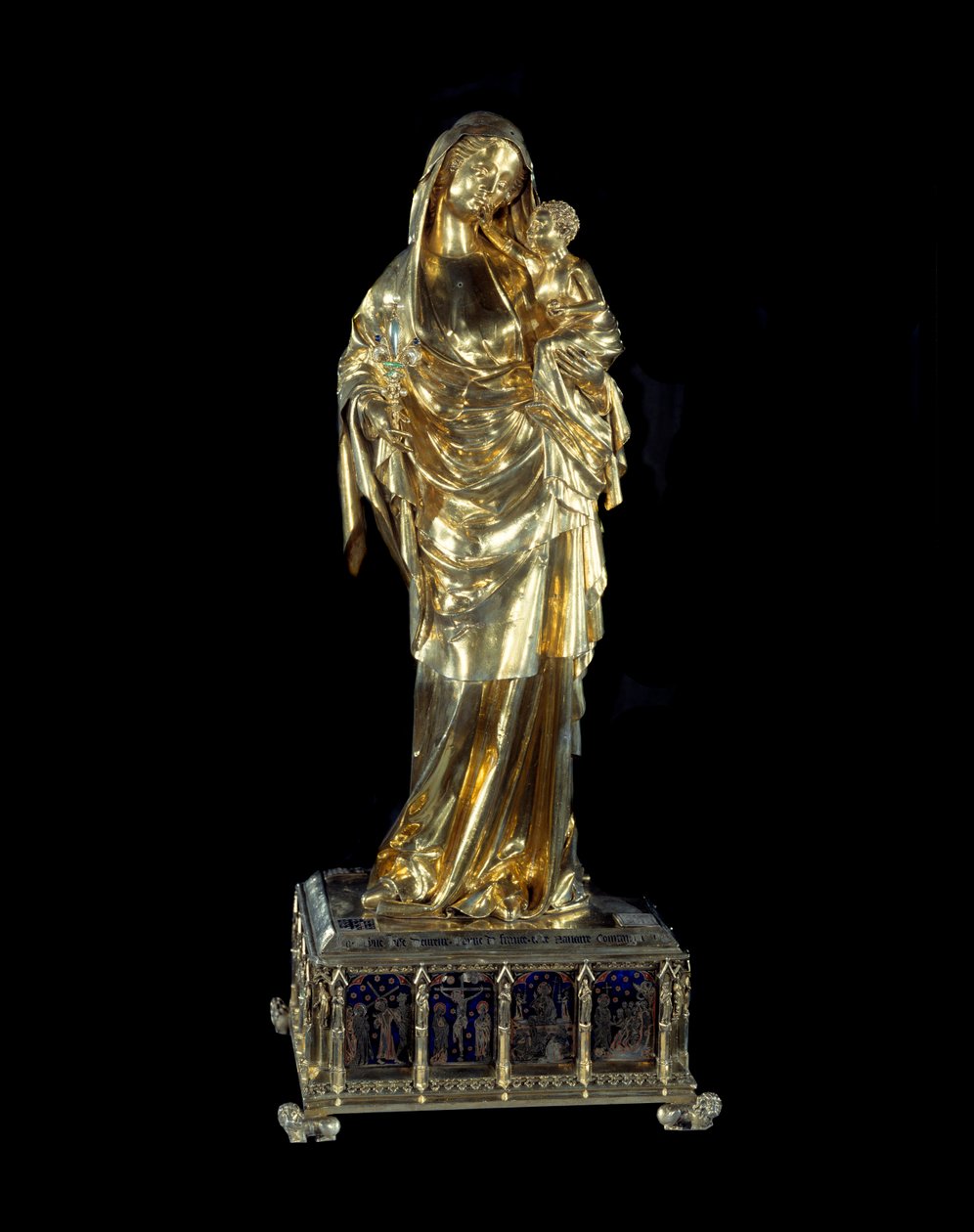 Arte Francia: Virgen y Niño de Juana de Evreux. Escultura en plata dorada y esmaltes de French School