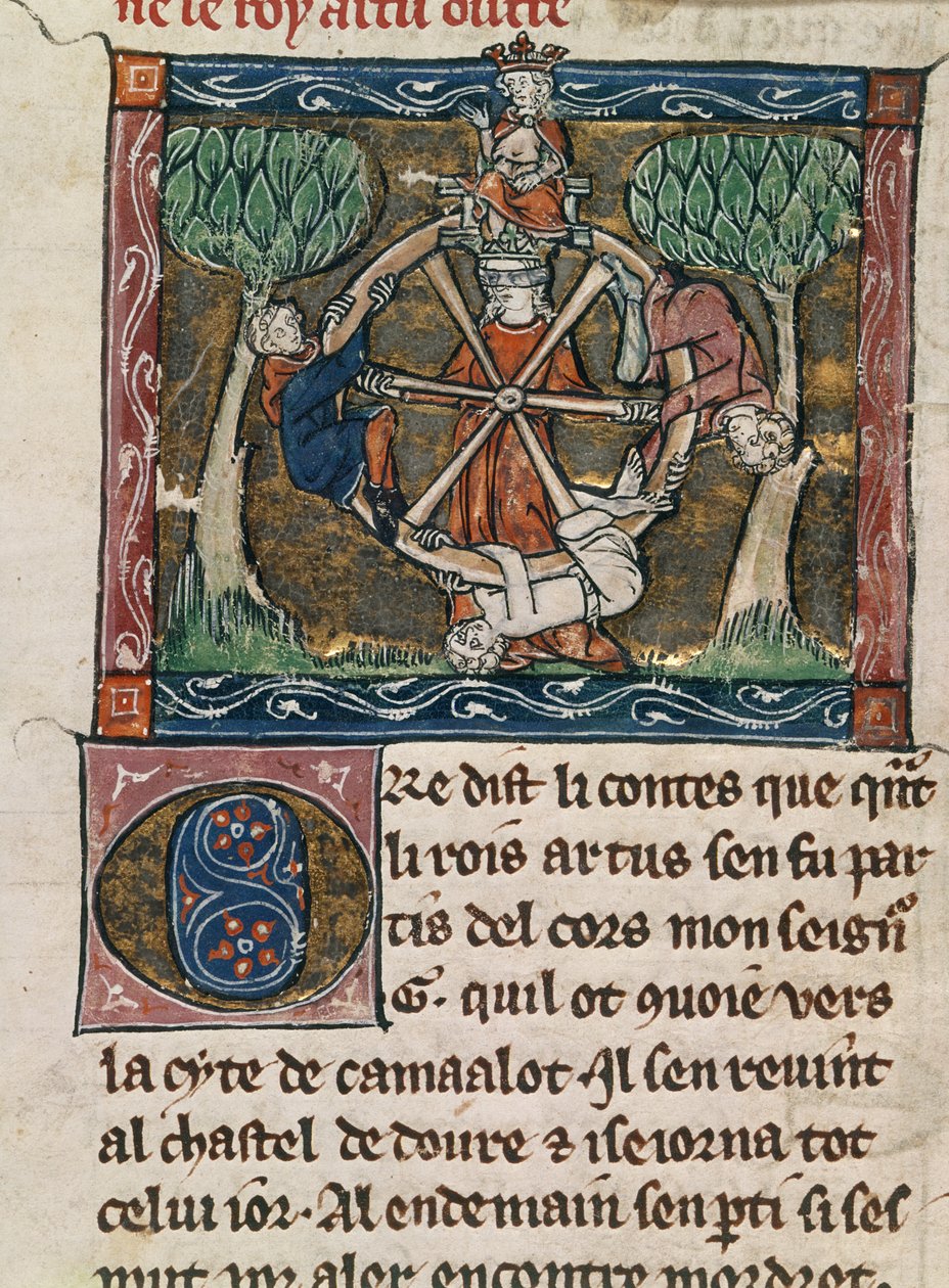 Arthur en la Rueda de la Fortuna de French School