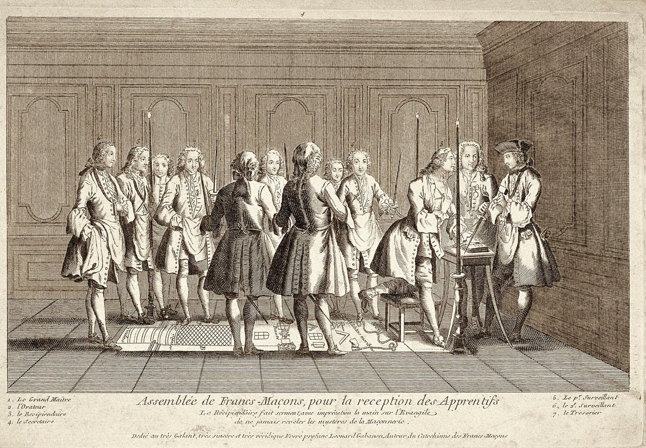 Asamblea de francmasones para la recepción de aprendices (grabado) de French School